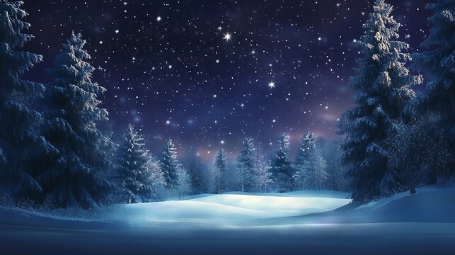 Snowy Forest Night with Falling Snowflakes