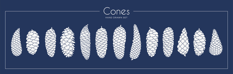 Pine cones vector collection set