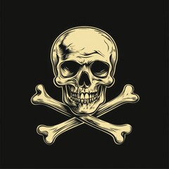 Fototapeta premium Closeup view of skull with crossing bone. The decoration element for Halloween.