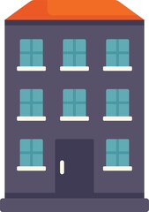 Simple vector illustration of a multi storey residential building with many windows on white background