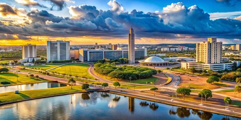 Fototapeta premium Explore Brazil's Capital City: A Stunning Blend of Modern Architecture and Natural Beauty in Brasília's Unique