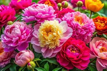 Obraz premium Explore the Beauty of Peony Flowers in Vibrant Colors for Stunning Floral Arrangements and Garden Decorations