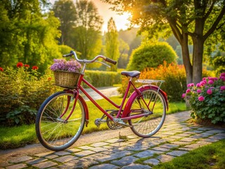 Fototapeta premium Explore the Charm of a Vintage Tandem Bike Perfect for Romantic Rides and Nostalgic Adventures on Scenic Paths
