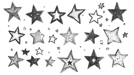 Collection of holiday star. Vector illustration decoration element for greeting card poster design