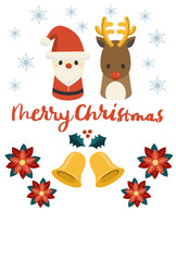 サンタクロースとトナカイのポストカード　ベクター
