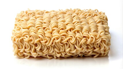 Dried and precooked noodle block isolated on white background silhouette