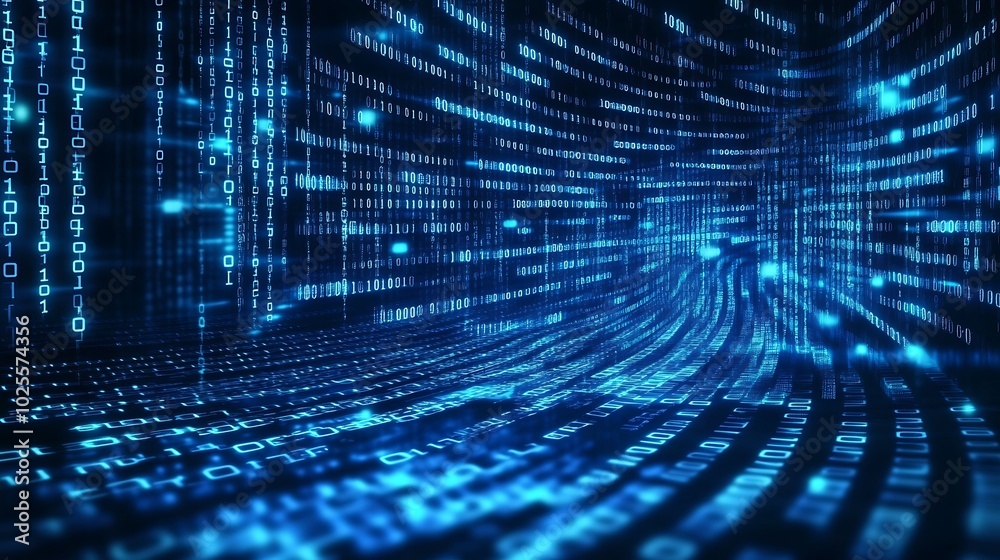Poster digital binary code tunnel abstract background