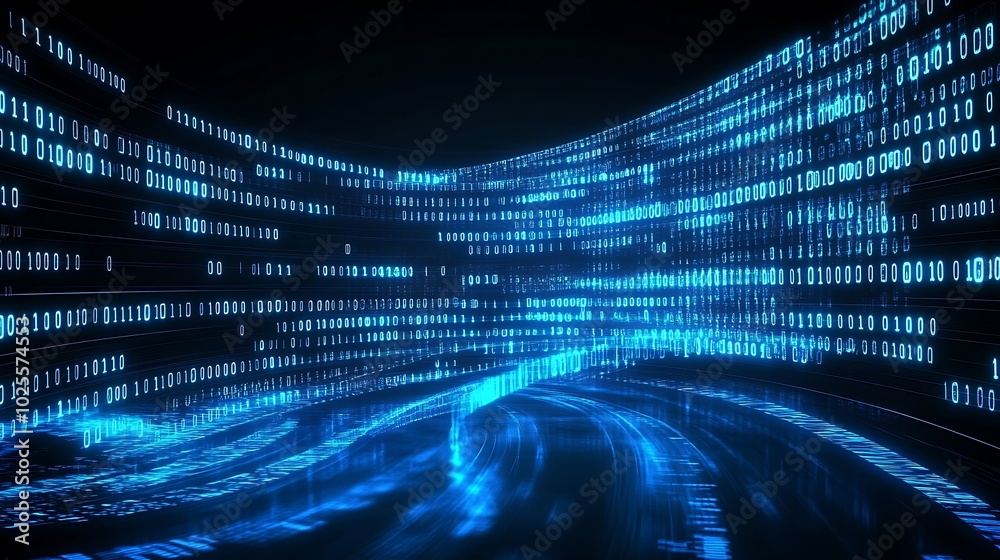 Fototapete digital binary code tunnel abstract background