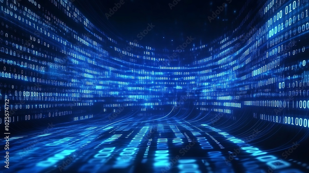 Poster digital binary code tunnel abstract background