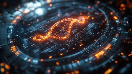 Futuristic Medical Scan Displaying DNA Infographics for Healthcare Innovations