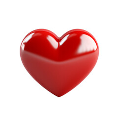 A glossy red heart on a minimalist transparent background showcasing love and affection