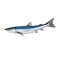 Fototapeta premium Vibrant mackerel swimming in clear water, showing off its natural habitat