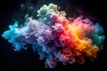 Dynamic and fluid cloud of smoke showcasing a smooth gradient of colors