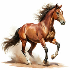 Obraz premium powerful brown horse running freely