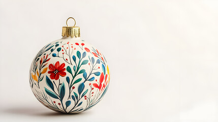 Elegant festive Christmas ball ornament with vibrant floral design