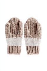 Knitted mittens on a white isolated background.