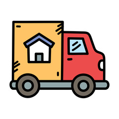 Moving Truck Vector Doodle Illustration
