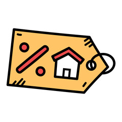 House Price Tag Vector Doodle Illustration