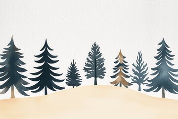 Obraz premium Watercolor forest illustration with various trees.