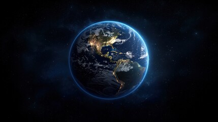 Fototapeta premium Earth From Space With Stars And Night Lights Futuristic Digital Art