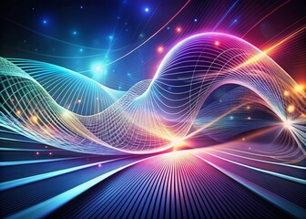 Gray Abstract Digital Particle Wave Background - Futuristic Linear Wave and Spiral Design with Thin Lines in Technology