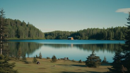 Fototapeta premium A Beautiful Lake Landscape