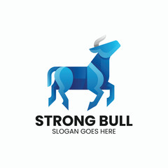 Vector Logo Illustration Strong Bull Gradient Colorful Style