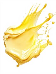 Fototapeta premium A creative poster template showcasing a vibrant splash of melted butter against a clean white backdrop, ideal for culinary marketing or food-related projects.