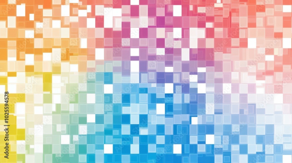 Sticker Experience a vibrant array of color with this pixel texture, featuring a soft halftone wave and dreamy squares.