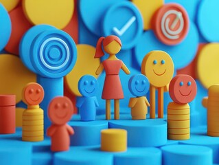 3d render icons target audience, visually appealing graphics depict demographic segments, showcasing precision and clarity in targeting marketing strategies and audience engagement