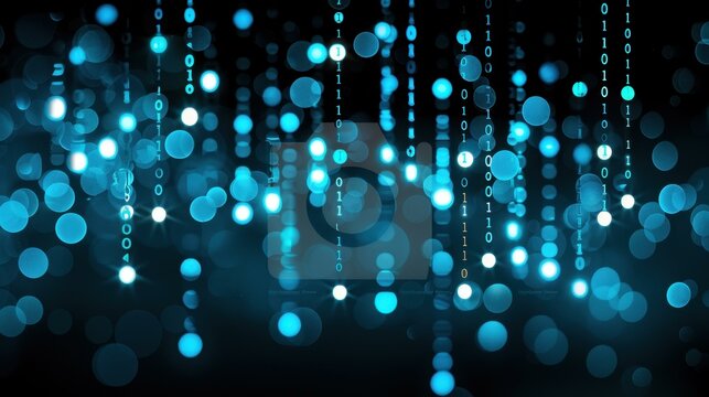 Explore the beauty of digital abstraction with binary code streams flowing seamlessly against a dark backdrop.