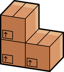 Stacked cardboard box colored illustration vector