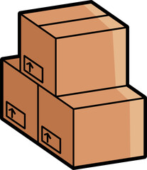 Stacked cardboard box colored illustration vector