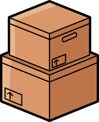 Stacked cardboard box colored illustration vector