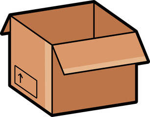 Open cardboard box colored illustration vector