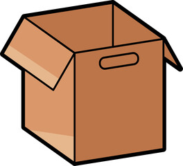 Open cardboard box colored illustration vector