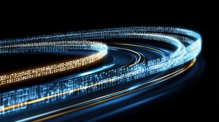 Abstract Technology Background with Glowing Digital Lines and Code