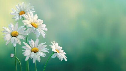 Fototapeta premium Vibrant springinspired abstract card design featuring daisies on a light green backdrop for stylish decoration.