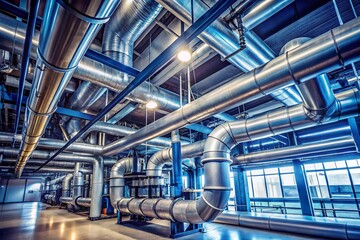 Industrial Air Flow and Conditioning Pipes for Fresh Air in Factory Ensuring Health and Safety in Clean Working