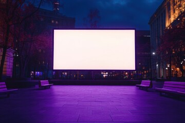 Blank LED screen in a city square, with copy space