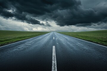 Naklejka premium Blank road stretching to the horizon, with copy space