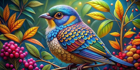 Obraz premium Intricate Coloring Pages Featuring Beautiful Birds Designed for Adults' Relaxation and Creativity