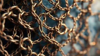 Obraz premium Abstract Low Light Photography with Chain Elements in Brown and Blue Gradient