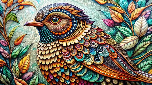 Intricate Zentangle Bird Design with Detailed Patterns and Textures for Creative Inspiration and Art