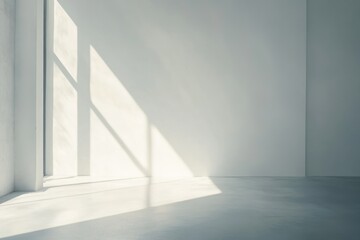 Obraz premium Blank white wall in a minimalist room, with copy space