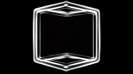 Minimalist Black and White Rounded Square Vector Frame with Symmetrical Lines