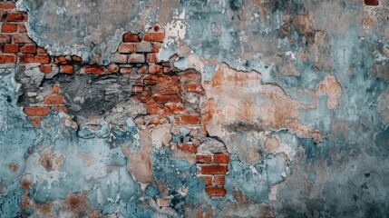 Fototapeta premium Weathered Brick Wall with Peeling Paint and Texture