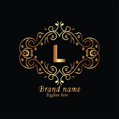 creative initial l latter logo design with modern business vector template, luxury l latter  logo , creative isolate  l monogram latter logo , crow logo , royal logo with golden color  and  new design