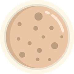 Round cookie with chocolate chips is lying on a plate, top view vector illustration in flat style