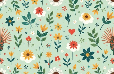Seamless pattern with outdoor theme illustrations.